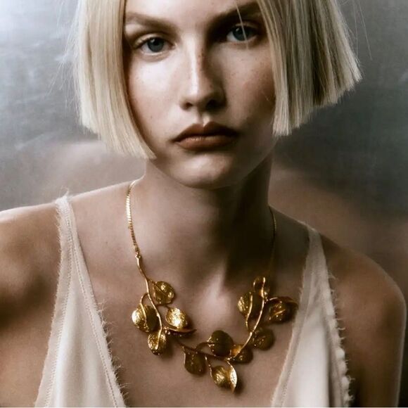 Gold leaf necklace N60 - Picture 1 of 7